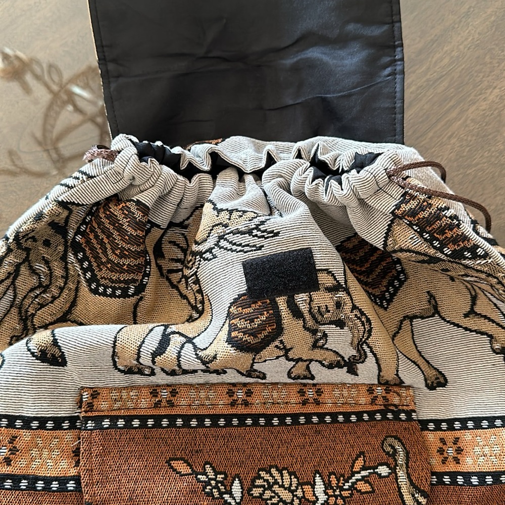 Elephant Embroidered Drawstring Backpack - image 4